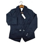 Chicos  Women s Blazer Jacket Black Blue Double Breasted  Linen Blend  Size 00