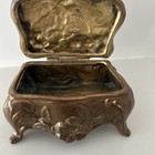Vtg Art Nouveau Ornate Raised Relief Design Footed Metal Trinket Jewelry Box