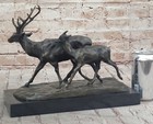 Bronze Rutting Stags Real Genuine Hot Cast Bronze Sculpture Art Ornament Gift