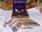 20th Century R  Thai Bangkok Thailand Cutlery 44pc Original Box Buddha Imagery