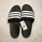 Adidas Adilette Comfort Slide Sandals Black white Striped Logo Men   s Us 12