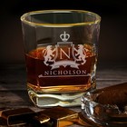 Personalized Square Rocks Whiskey Glass With Gold Rim