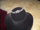 Beautiful Vtg   Art Deco  Sterling Silver 925  Macarsite Pink Stone Bracelet