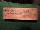 Antique Ornate Large Easter Greetings Wood   Metal Printing Block Ink Stamp