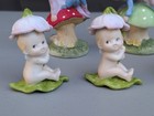 Vintage Geo Z  Lefton Pixie Elves On Mushrooms   Flower Babies Figurine Lot - 5