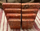 Vintage Pink Marble Bookends Set Art Deco Style Book Ends Heavy Library