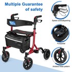 Senior Walker Lightweight Rollator Walker With Seat Wheels Brakes   Storage Bag