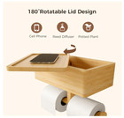 3-in-1 Bamboo Toilet Paper Holder With Storage   Wipes Dispenser