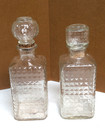 Decanter Set Of 2 Vintage Liquor  Mcm Diamond Cut Glass Mid Century 1940s