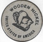 1982  Oakland  Iowa Centennial  Token coin  Buffalo Wooden Nickel