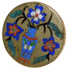 Scarce Very Large 19th C  Antique Brass Enamel Button Nice 1 15 16