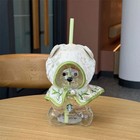 New Starbucks China 2026 Spring Pattern 20oz Caped Bear Shaped Glass Straw Cup