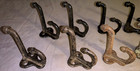 Great Set  10  Antique  Heavy Cast Metal  Wall Hooks  Acorn Shaped Hook Ends