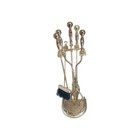 Heavy 4 Pc Fireplace Set With Stand Vintage Colonial
