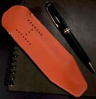 Made In Usa Orange Leather H Pen Sleeve For Mont Blanc And Parker