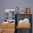 Scalloped Edge Wicker Rattan Storage Basket With Built-in Handles  Set Of 2