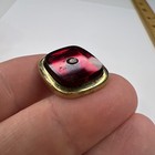 Lot Vintage Retro Mad Men Cufflinks Gold Square Etched Red Resin Lucite 60s 70s