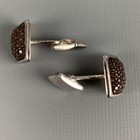 Hobbs   Kent Silver Brown Textured Sterling Silver Cuff Links