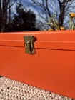 Vtg Plastic Wil-hold Sewing Craft Storage Case Box Bright Orange Wilson Mfg Usa