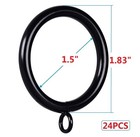 Jushengxmx 24 Pcs Black 1 5-inch Inner Diameter Metal Curtain Rings With Eyel   