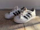 Adidas Superstar Sneakers Little Kid Size 2 White Black Stripe Low Court Fu7714