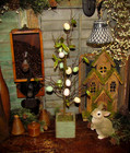 Primitive Antique Vtg 18  Farmhouse Spring Retro Wood Crate Box Easter Egg Tree