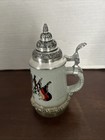 German Beer Stein Deutschland Eagle Crest Pewter Lid Made In Germany Vtg