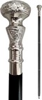 Vintage Walking Stick - Wooden Cane With Silver Brass Handle - Black Wood -gift
