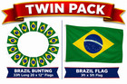 Twin Pack 10 Metre Brazil World Cup Bunting   5ft X 3ft Brazil Flag Copa America