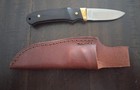Schrade Usa Made Mini Pro Hunter Wooden Handle W  Leather Sheath  ph2em vintage 