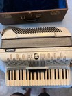Vintage Silvertone Accordian  120 Button  41 Key  White W  Case