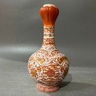 Collectable Art Handmade Painting Vanadium Red Porcelain Flowers Vase