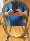 Vintage Brass Table Top Tilting Vanity Or Shaving Mirror 
