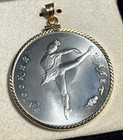 1990 Ussr Russian 25 Rubles 1 Oz  999 Palladium Ballerina Coin W  14k Gold Bezel