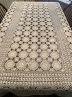 Handmade Off White cream Cotton Crochet Lace Tablecloth medallions Vintage