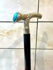 Vintage Antique Look Wooden Walking Cane With Ornate Brass Grip Elegant Brass