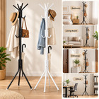 Freestanding Coat Rack 12 Hooks Hat Clothes Hanger Tree Stand Entryway Storage