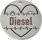 Heart Custom Pet Name Tag For Dog cat Collar - Laser Engraved Pet Lover Id Tag