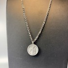 Vintage Saint Christopher Medal Necklace Silver Tone Catholic Religious Boho