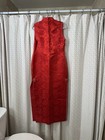 Chinese Traditional Dress  costume - Silk - Red - Long -  With Side Slits