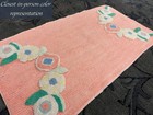 Vintage Chenille Rug  Coral Peachy Pink Floral 18  X 34  Accent Mat