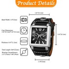 Men s Steam Punk Rock Motorbike Square Quartz Wrist Watch Pu Leather Strap Cuff