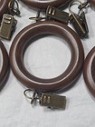 Wooden Brown Drapery Curtain Rings With Metal Clips 2 1 4  Diameter Lot Of 37