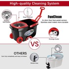 Funclean Spin Mop Bucket 360   Rotating Wringer 61  Handle 6 Replacement Heads 2