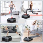 Aerobic Step Platform 16  Exercise Workout Stepper Adjustable With 4 Risers Grey