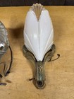 Vintage Pair 1930-40 s Art Deco Bat Wing Slip Shade Sconces
