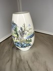 Chinese Porcelain Vase  White Glaze  Black Calligraphy And Landscapes