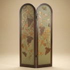 Antique Arts   Crafts Painted Screen Room Divider Owls Cigar Paper Decoupage