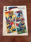 Rare Htf 1966 Whitman Superman Frame Tray Puzzles Complete Set Of 4 With Box
