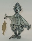 Vintage Hanging Pewter Clown Figure Artist Signed Gerard Metal Circus Ornament